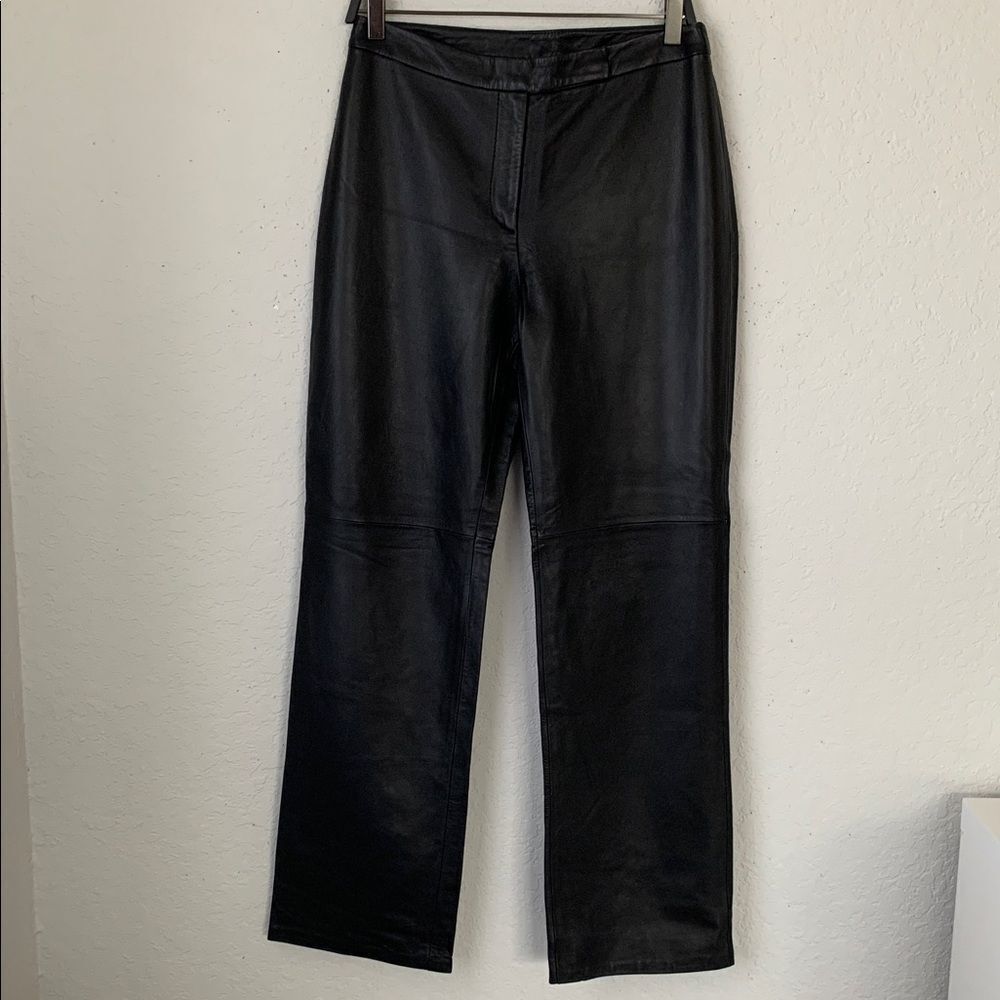 Clothes Revue 100% Lamb Leather Black Pants Straight Leg Women’s Size 8